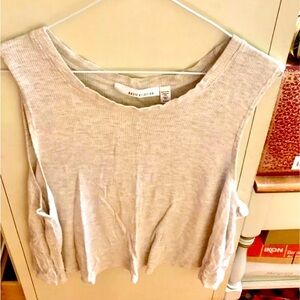 Basic by Design beige waffle knit cropped tank top shirt